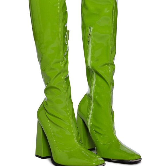 " READY SET GO-GO " !   Knee High Boots - Lime ( BRAND NEW !!!! ) - Picture 1 of 5